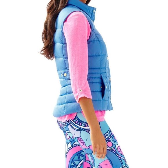 Lilly Pulitzer Isabelle Puffer Vest Blue Size XS - Picture 3 of 14